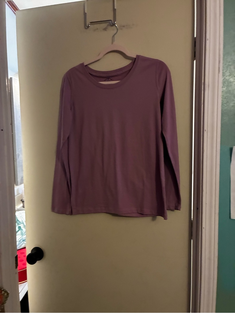 Long Sleeve Crew Neck Top in Lavender - Women's Casual Tee